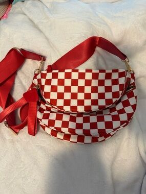 Red & White Checkered Crossbody Bag